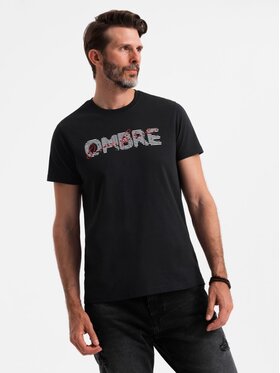 Ombre Ombre T-Shirt OM-TSPT-0211 Czarny Regular Fit