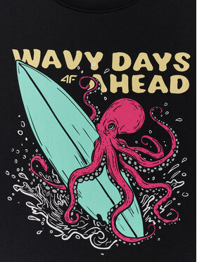4F 4F T-Shirt WAVE RIDERS CLUB Czarny Loose Fit