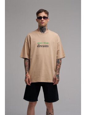 MyStars MyStars T-Shirt Koszulka Z Krótkim Rękawem Oversize Męska Beżowa Machinist Hunt Your Dream M Beżowy Oversize