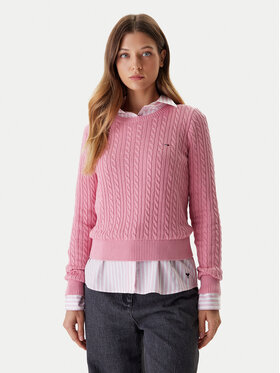 Tommy Jeans Tommy Jeans Pulover Cable Essential DW0DW22165 Roza Regular Fit