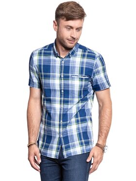 Mustang Mustang Koszula 1/2SLV_1/P_BD Niebieski Slim Fit
