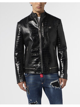 PHILIPP PLEIN PHILIPP PLEIN Kurtka skórzana 29937 Czarny Slim Fit