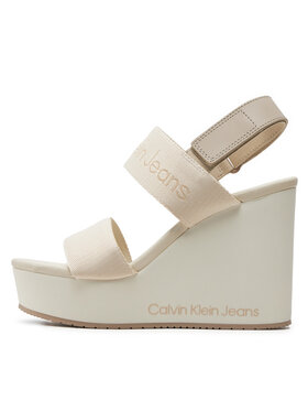 Calvin Klein Jeans Sandale Wedge Sandal Webbing In Mtl YW0YW01479 Écru