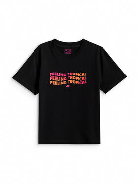 4F 4F T-Shirt BEACHWEAR Czarny Boxy Fit