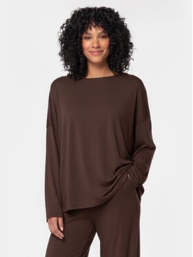 BASICLO BASICLO Longsleeve W-2309-212 Brązowy Oversize