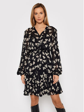 The Kooples The Kooples Vsakodnevna obleka Naive Flowers FROB23162K Črna Regular Fit