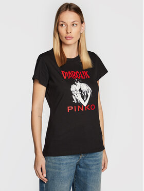 Pinko Pinko T-Shirt DIABOLIK Fabiana 1L1098 Y5SN Czarny Regular Fit
