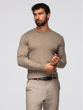 Ombre Ombre Sweter OM-SWBS-0106 Beżowy Regular Fit