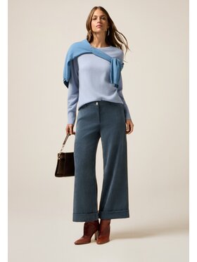 Oltre Oltre Spodnie materiałowe P00KR109184N003 Turkusowy Baggy Fit