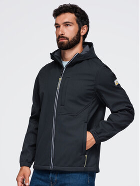Ombre Ombre Kurtka przejściowa OM-JANP-0292 Czarny Regular Fit