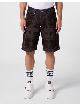 PHILIPP PLEIN PHILIPP PLEIN Szorty jeansowe 31237 Czarny Loose Fit