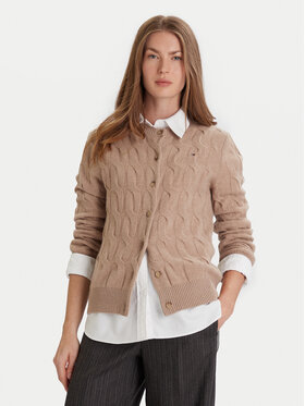 Tommy Hilfiger Tommy Hilfiger Cardigan WW0WW47463 Bej Regular Fit