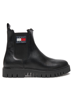 Tommy Jeans Tommy Jeans Členková obuv s elastickým prvkom Chelsea EN0EN02626 Čierna