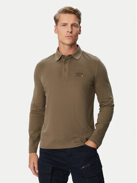 Aeronautica Militare Aeronautica Militare Тениска с яка и копчета 262PO1947UJ00703 Тъмнозелен Regular Fit