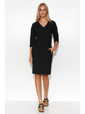Makadamia Makadamia Sukienka codzienna M779 CZARNA Czarny Regular Fit