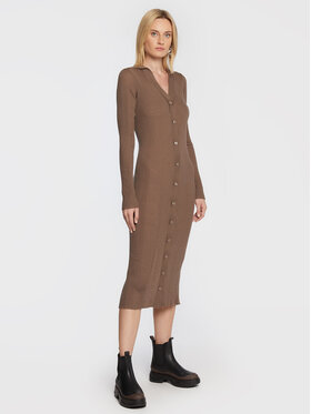 Remain Remain Sukienka dzianinowa Refined Merino Wool RM1734 Brązowy Slim Fit