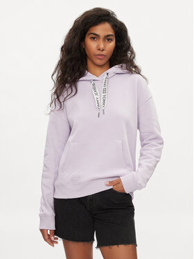 Tommy Jeans Tommy Jeans Mikina Logo Drawcord DW0DW17794 Fialová Boxy Fit