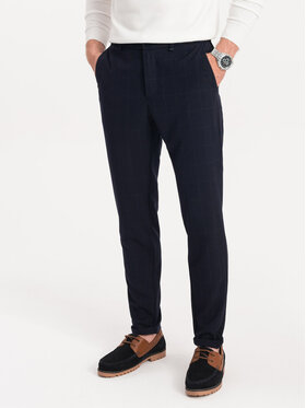 Ombre Ombre Kalhoty z materiálu OM-PACP-0120 Tmavomodrá Regular Fit