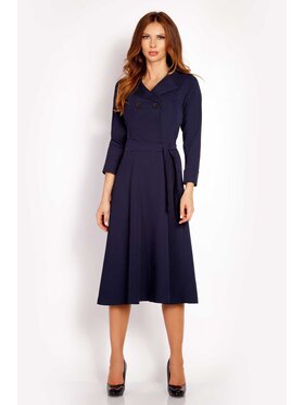Awama Awama Koktejlové šaty L016 Tmavomodrá Basic Fit