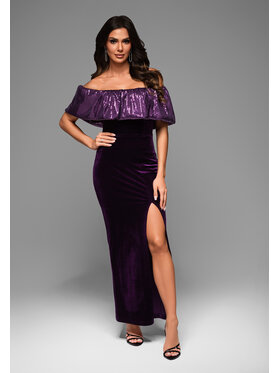Ombre Ombre Sukienka wieczorowa LA-OM-DLR044 Fioletowy Regular Fit