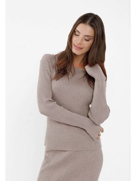 Volcano Volcano Sweter S-LARA Beżowy Regular Fit