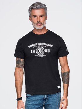Ombre Ombre T-Shirt OM-TSPT-0297 Czarny Regular Fit