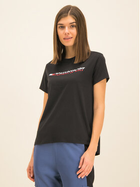Tommy Sport Marškinėliai Logo S10S100061 Juoda Regular Fit