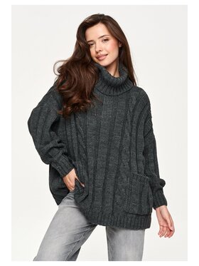 Makadamia Makadamia Sweter S179 Szary Loose Fit