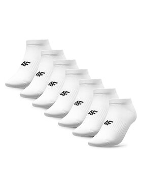 4F 4F Set di 7 paia di calzini corti da donna 4FWAW23USOCF215 Bianco