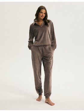 Esotiq Esotiq Komplet bluzka i spodnie 44066 Beżowy Regular Fit