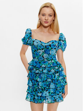 ROTATE ROTATE Коктейльна сукня Chiffon Mini 1001101324 Голубий Regular Fit