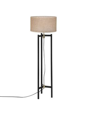 MIAhome MIAhome Lampa podłogowa czarna podstawa pleciony abażur 51 cm Czarny