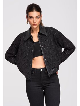 Ombre Ombre Kurtka bomber OW-JANP-0105 Czarny Regular Fit