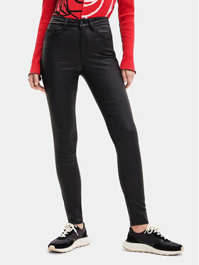 Desigual Desigual Ādas bikses 23WWPW21 Melns Slim Fit