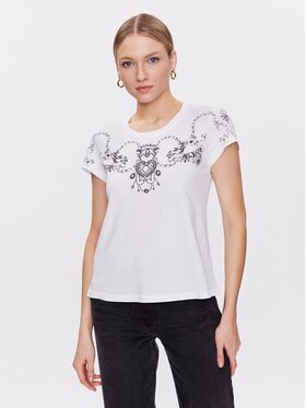 Pinko Pinko T-Shirt Tematico 101164 A0V2 Biały Regular Fit