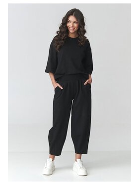 Makadamia Makadamia Dres M916 Czarny Loose Fit