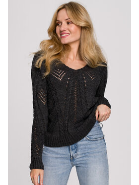 Makover Makover Sweter K106 Czarny Regular Fit