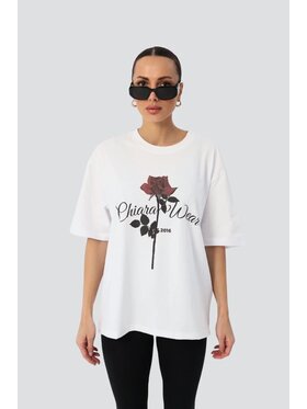 Chiara Wear Chiara Wear T-Shirt T-shirt bawełniany oversize ROSE Biały Oversize
