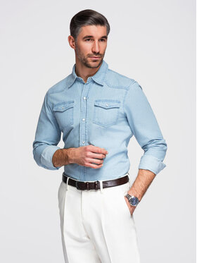 Ombre Ombre Koszula OM-SHDS-0210 Niebieski Regular Fit