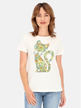 Perso Perso T-Shirt TCE245036F Écru Regular Fit
