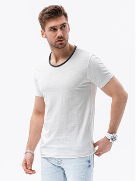 Ombre Ombre T-Shirt OM-TSCT-22SS-004 Biały Regular Fit