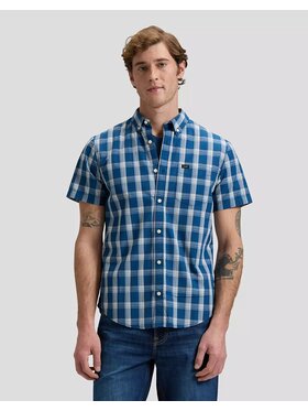 Lee Lee Koszula BUTTON DOWN SS Niebieski Regular Fit