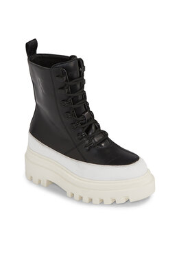 Calvin Klein Jeans Škornji Flatform Lace Up Boot Lth YW0YW01110 Črna