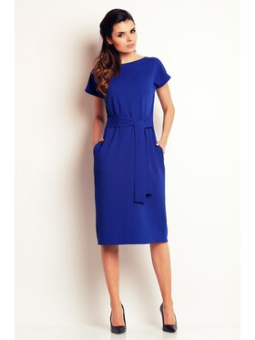 Awama Awama Sukienka letnia A142 Niebieski Basic Fit