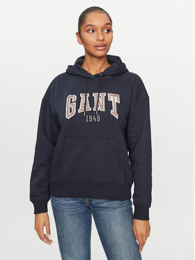 Gant Gant Džemperis ar kapuci Rel Logo Hoodie 4200726 Tumši zils Relaxed Fit
