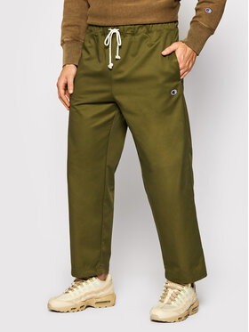 Champion Champion Текстилни панталони Straight Leg Cropped Woven 216544 Зелен Regular Fit