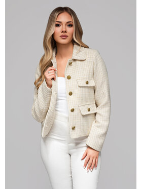 Ombre Ombre Marynarka OW-BLZB-0100 Kremowy Regular Fit