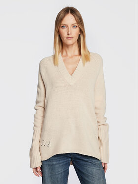 Zadig&Voltaire Zadig&Voltaire Sweter Valmy We Amour KWSW01443 Beżowy Relaxed Fit