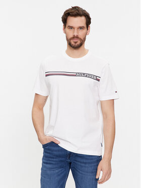 Tommy Hilfiger Tommy Hilfiger T-Shirt Monotype MW0MW33688 Biały Regular Fit