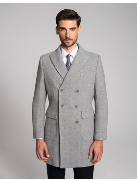 Borgio Borgio Płaszcz wełniany bolognetta Szary Slim Fit